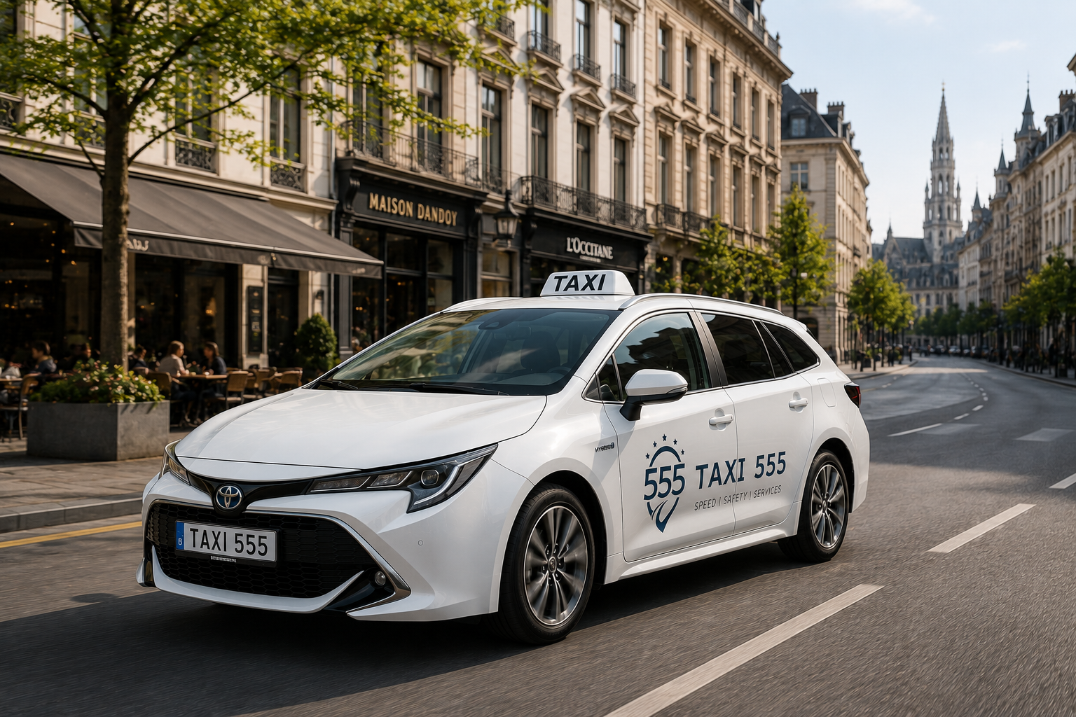 City transportation image: vehicle in a clean European city context